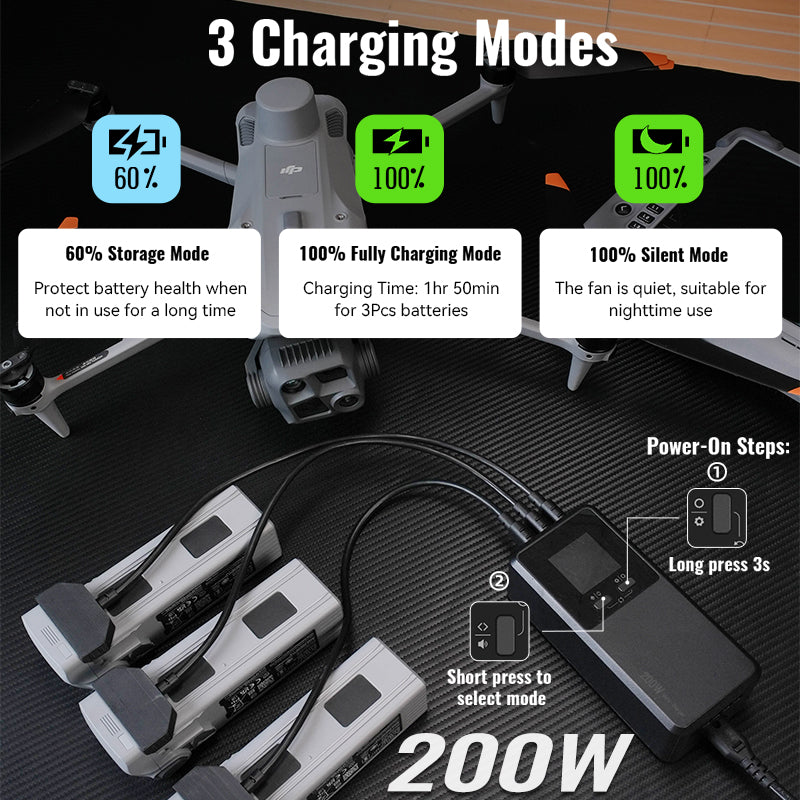 LKTOP 200W Smart Three-Way Charger for DJI Matrice 4T/4E