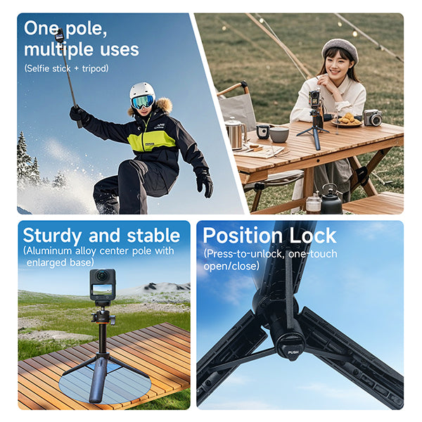 LKTOP Tripod Selfie Stick for DJI Osmo Pocket 3/Nano/360 & Action 5 Pro/6/4/3 & Insta 360 & Xtra Muse & GoPro Hero/Max