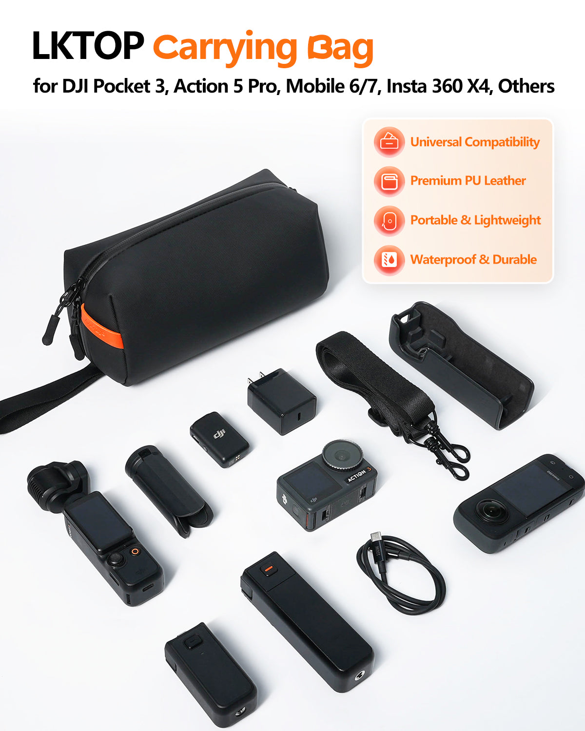 LKTOP Pocket 3 Bag Action 5 Pro Carrying Case Insta 360 X4 Handbag