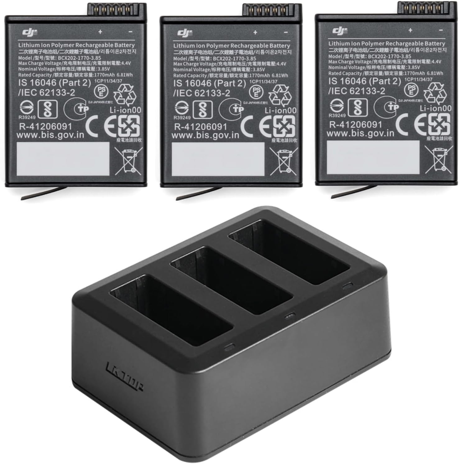 LKTOP Action Series Parallel Charging Hub for DJl Osmo 360/Osmo Action 6/5 Pro/4/3 Series Batteries