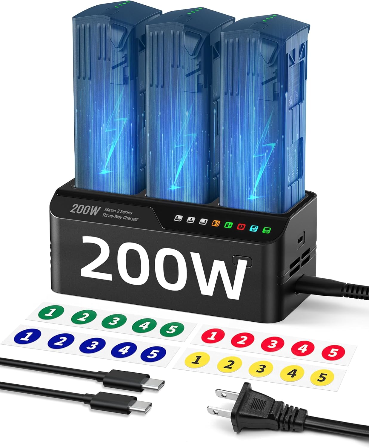 LKTOP 200W Mavic 3 Series Battery Charging Hub with Stickers 3.5X Fast Charger for DJI Mavic 3 Series