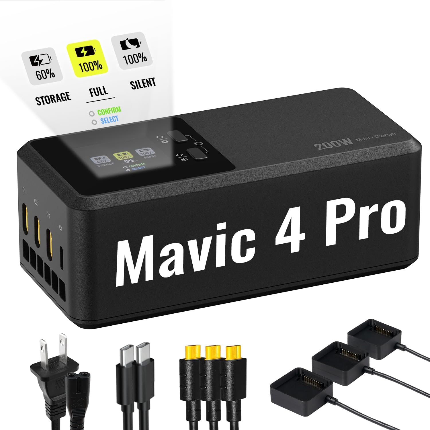 LKTOP 200W Smart Three-Way Charger for DJI Mavic 4 Pro