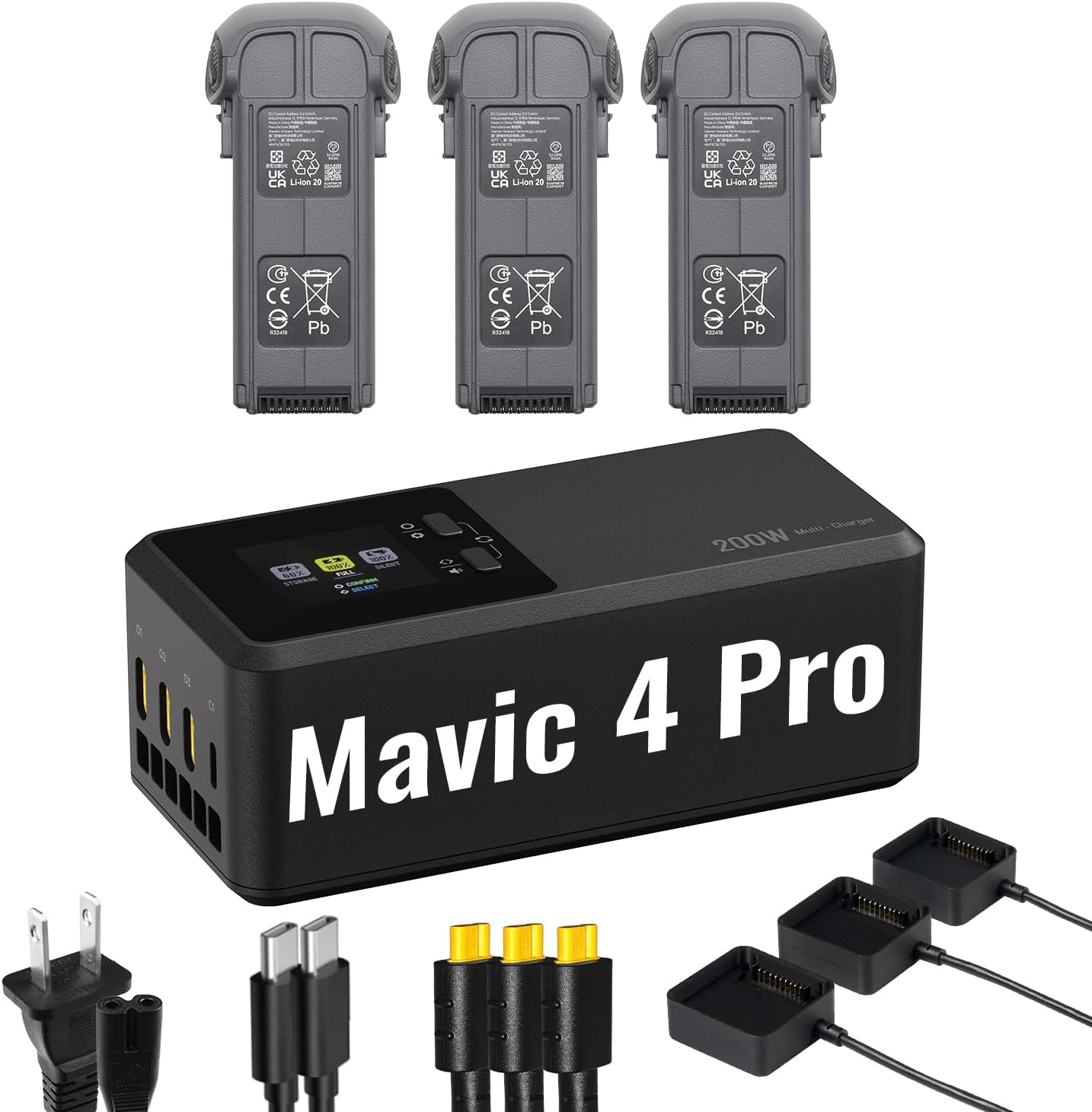 LKTOP 200W Smart Three-Way Charger for DJI Mavic 4 Pro