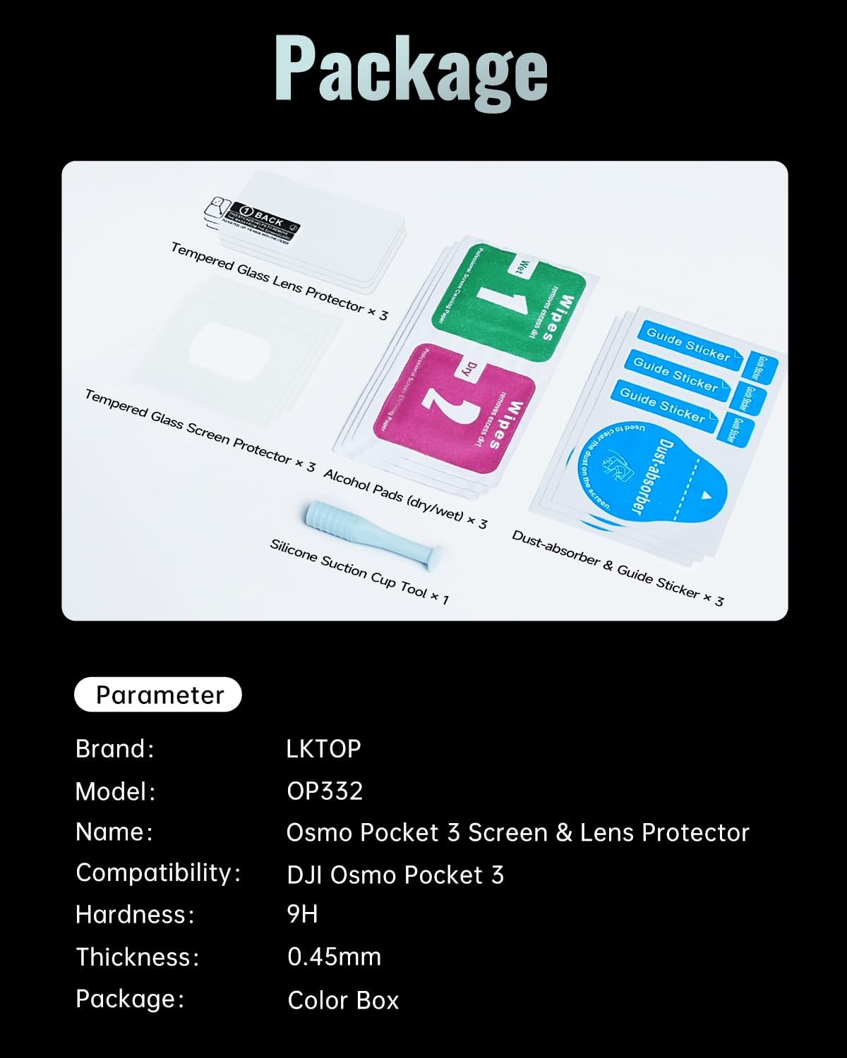 LKTOP Screen Protector For DJI Osmo Pocket 3