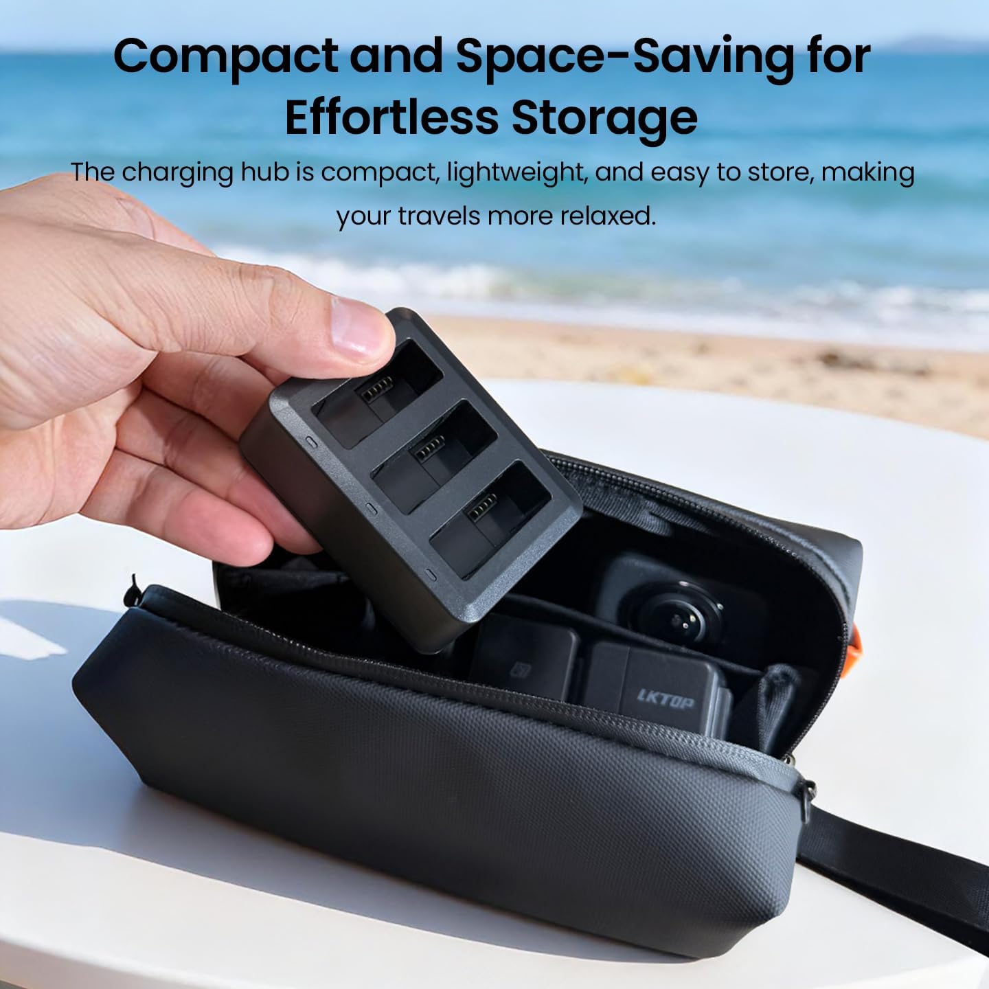 LKTOP Action Series Parallel Charging Hub for DJl Osmo 360/Osmo Action 6/5 Pro/4/3 Series Batteries