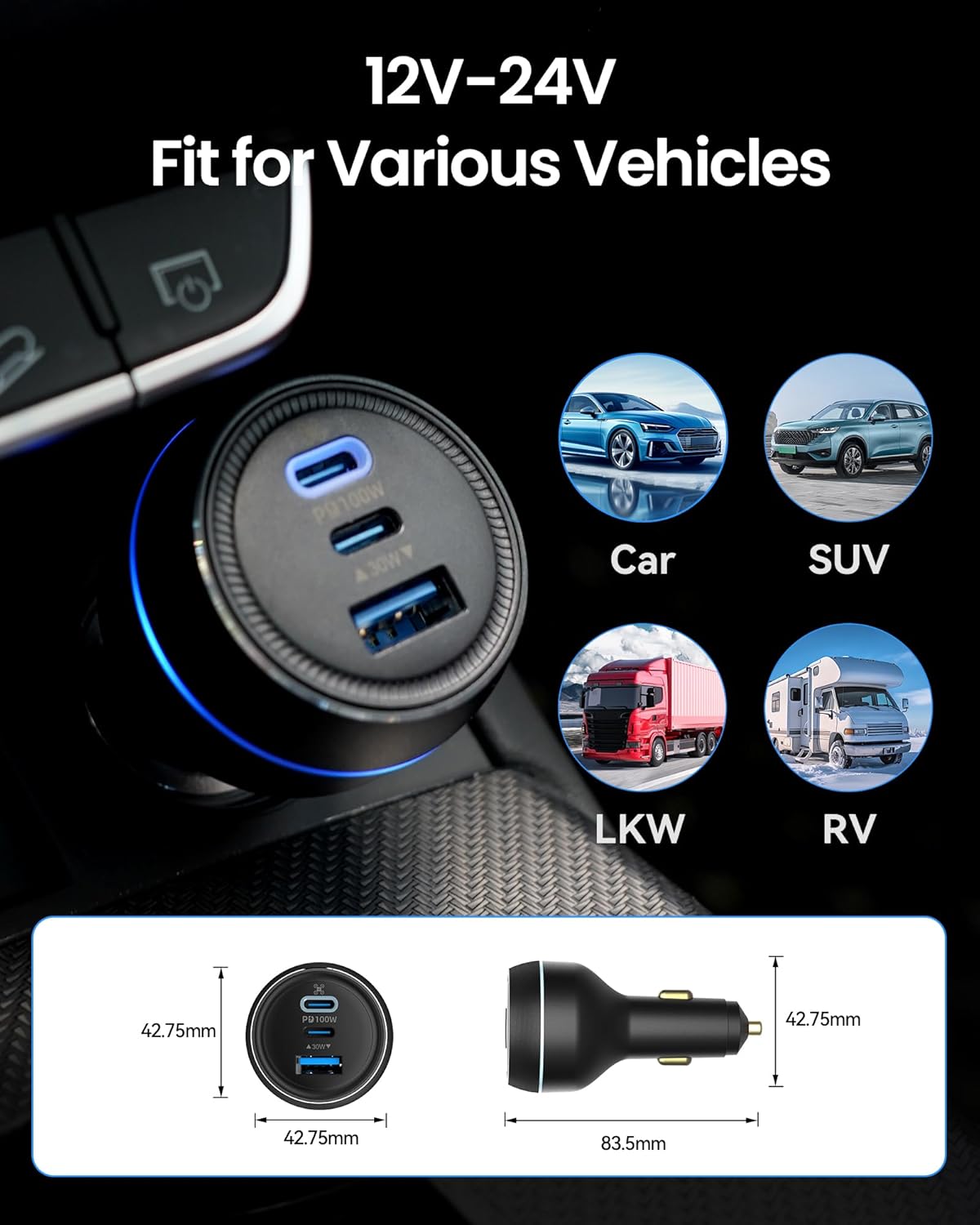 LKTOP 130W Drone Car Charger for DJI