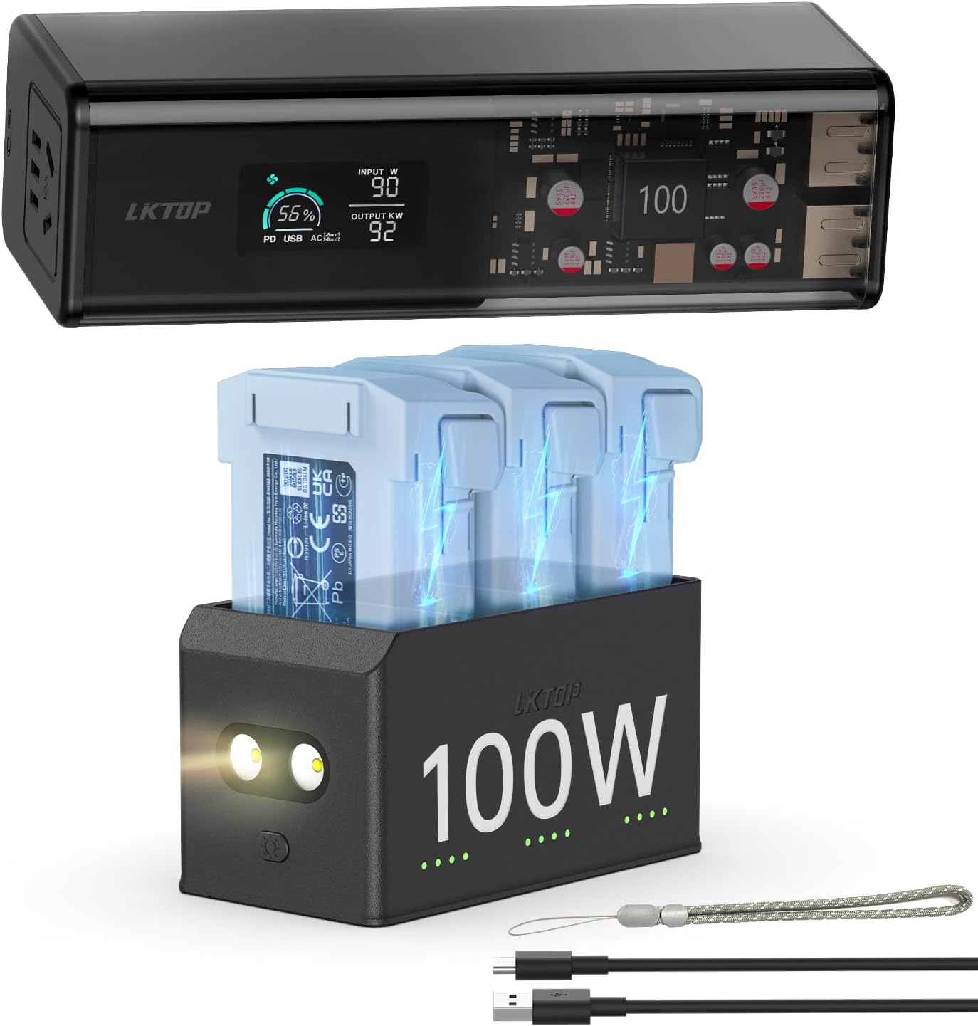 LKTOP 100W Fast Charging Hub for DJI Mini 5 Pro/Mini 4 Pro/Mini 3 Series