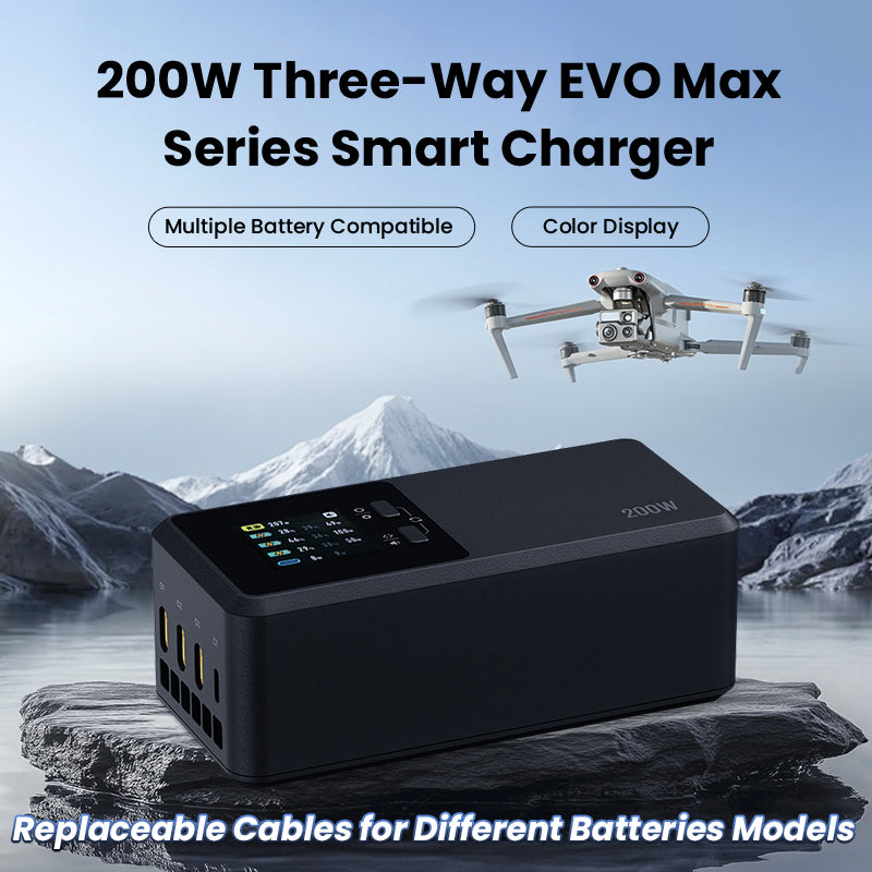 200W EVO Max Series Multi-function Fast Battery Charger for Autel EVO Max 4T/4N Drone Accessories, with Storage/Silent/Output Mode, LCD Display Screen (Parallel Charge 3 Batteries: 1hr 53min)