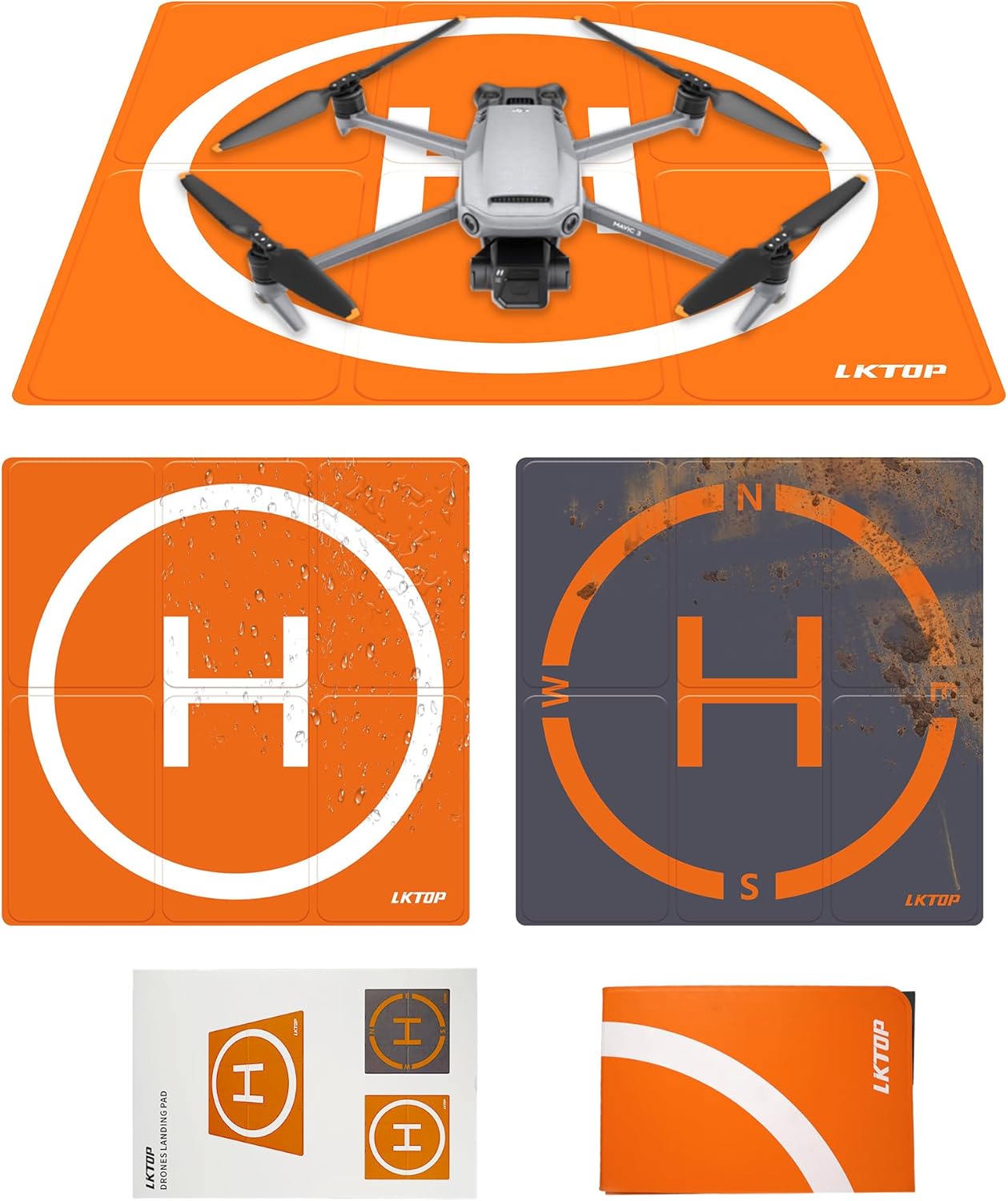 LKTOP Weighted Foldable Drone Landing Pad for DJI/Specta Drone, Double-Sided Waterproof Helipad Landing Mat, Compatibility: DJI/Specta Mavic/Air/Mini/Neo/Flip/Avata/FPV Series Accessories (20 inch/50 cm)