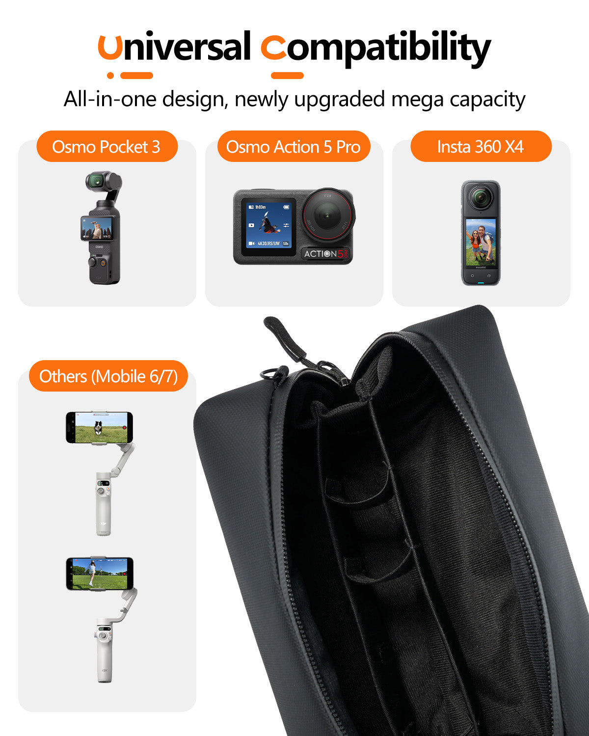 LKTOP Pocket 3 Bag Action 5 Pro Carrying Case Insta 360 X4 Handbag
