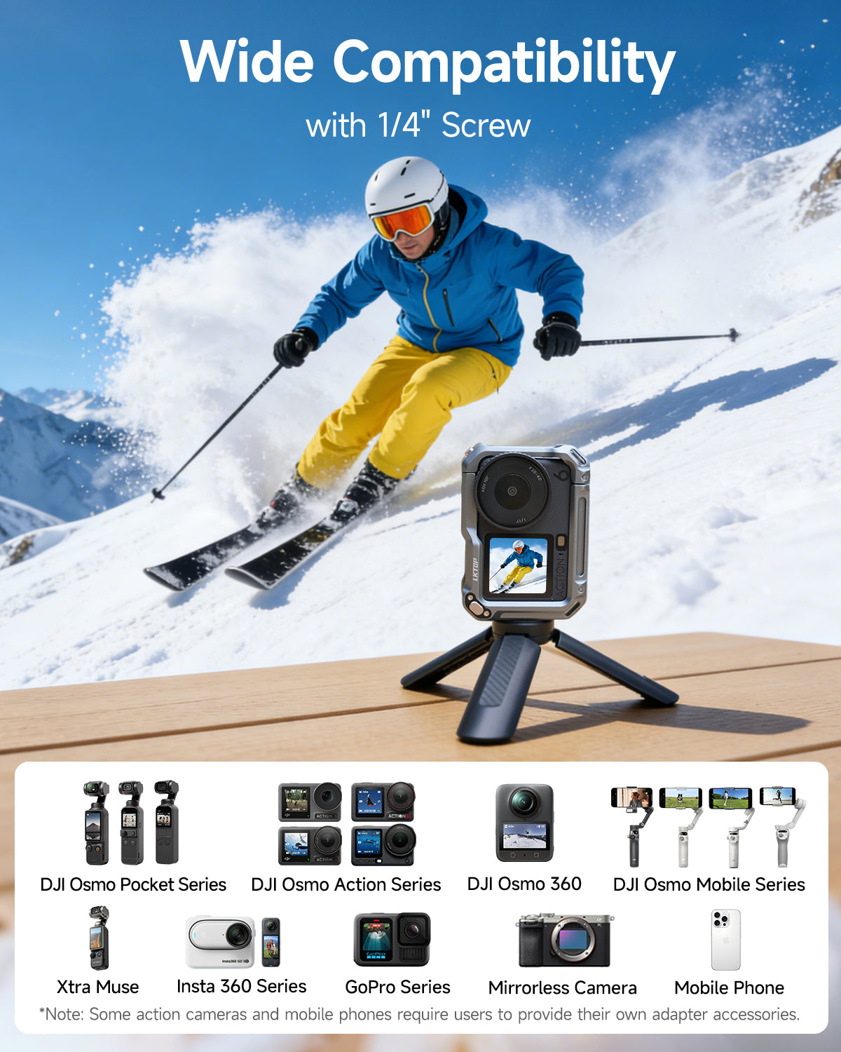 LKTOP Mini Tripod for for DJI Osmo Pocket 3/Nano/360 & Action 5 Pro/6/4/3 & Insta 360 & Xtra Muse & GoPro Hero/Max