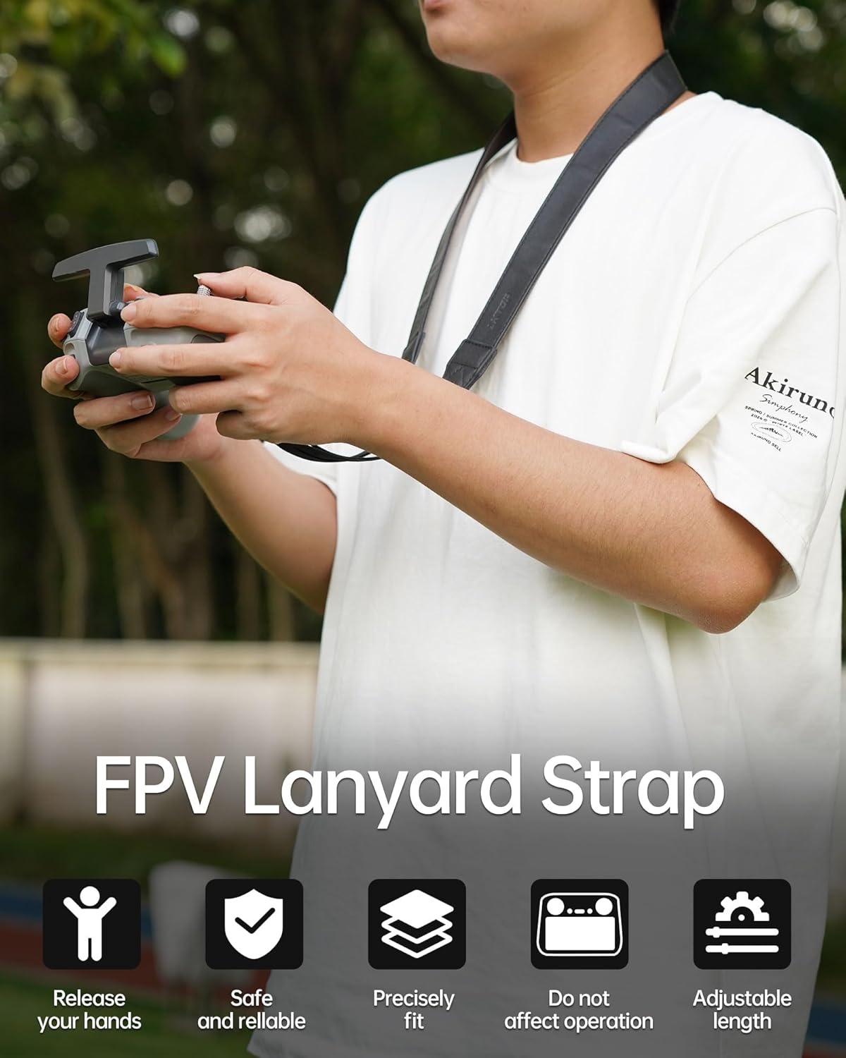 LKTOP Adjustable PU Leather Lanyard Neck Strap for DJI FPV Remote Controller 3/2, RadioMaster TX12, Jumper T18 (50-63'') , Compatibility: DJI Avata/Avata 2, FPV, Phantom 3/4, O3/4 Air Unit, Inspire 2/1/Pro Drone