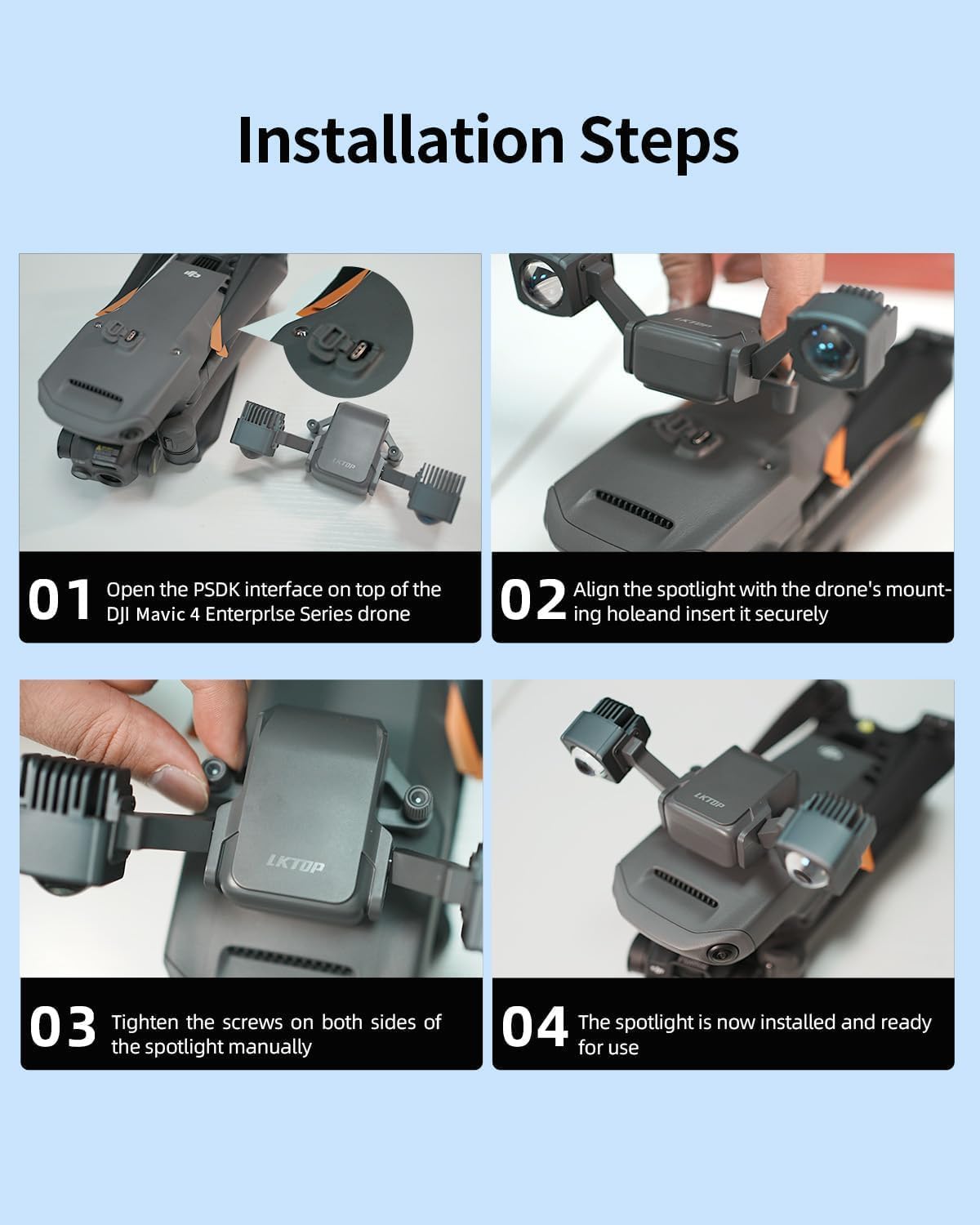 LKTOP Matrice Enterprise Spotlight Drone Strobe Light for DJI Mavic 3E / 3T and DJI Matrice 4E / 4T series