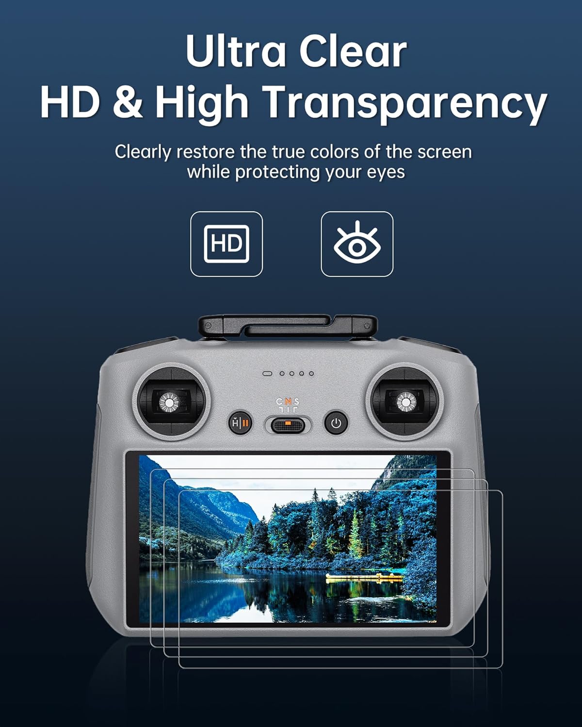 LKTOP 3 Pack Screen Protector for DJI RC/RC 2 Remote Controller, Mini 4 Tempered Glass Anti-Glare Film for DJI Mini 4 Pro, Mavic 3 Series, Air 3, Air 2S Drone