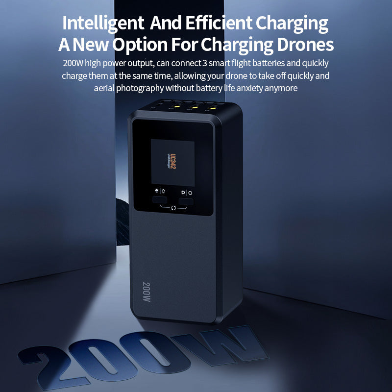 LKTOP 200W Air 3 Series Battery Charging Hub for DJI Air 3/Air 3S Drone Accessories, with Storage/Silent/Output Mode, LCD Display Screen (Parallel Charge 3 Batteries: 1hr 10min)