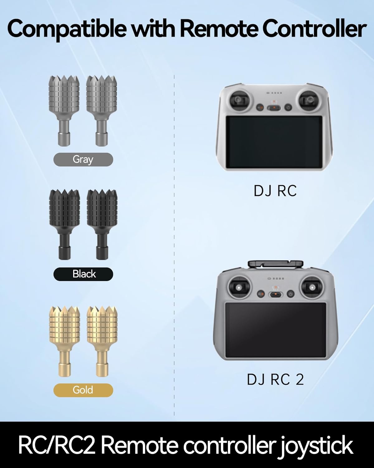 LKTOP 3 Pairs RC/RC2 Remote Controller Joysticks (Gray, Gold, Black), Mini 3/Mini 3 Pro/Mini 4 Pro/Air 3/Air 2S/Mavic 4 Pro/Mavic 3/Mavic 3 Pro/Mavic 3 Classic Remote Controller Sticks Rocker Replacement Accessories