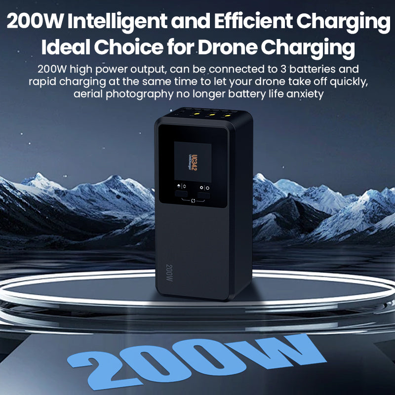 200W EVO Max/II Enterprise Series Parallel Charging Hub Battery Fast Charger for Autel EVO Max 4T/4N/II Enterprise/II RTK Drone Accessories, Storage/Silent Mode (Charge 3 Batteries: 1hr 53min)