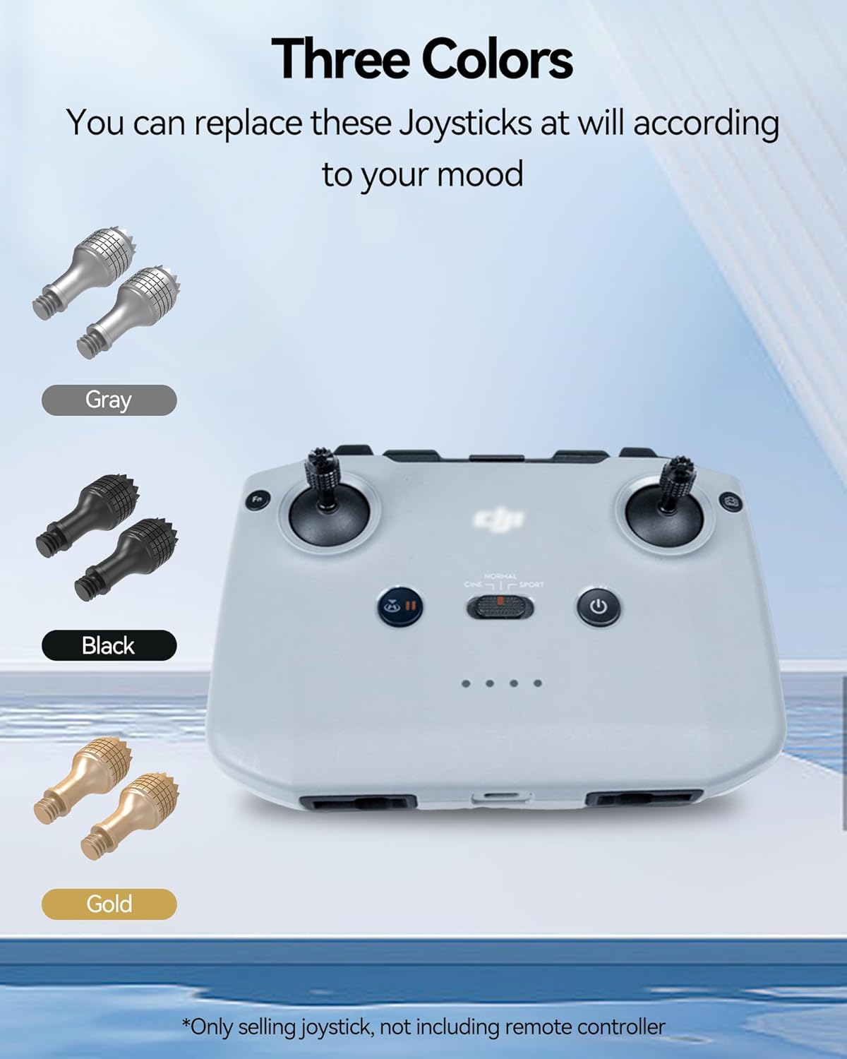 LKTOP 3 Pairs RC-N1/N2/N3 Remote Controller Joysticks (Gray, Gold, Black), Rocker Replacement Parts for DJI Neo/Flip/Mini 3/Mini 3 Pro/Mini 2/Mini 2 SE/Air 2/Air 2S/Air 3S/Mavic 3/Mavic 3 Pro Drone