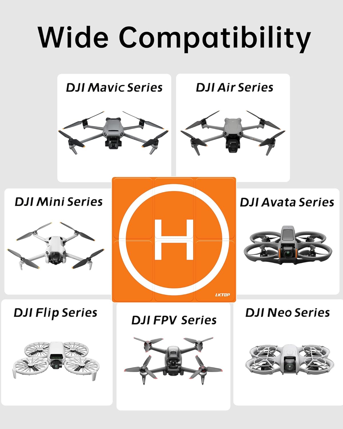 LKTOP Weighted Foldable Drone Landing Pad for DJI/Specta Drone, Double-Sided Waterproof Helipad Landing Mat, Compatibility: DJI/Specta Mavic/Air/Mini/Neo/Flip/Avata/FPV Series Accessories (20 inch/50 cm)
