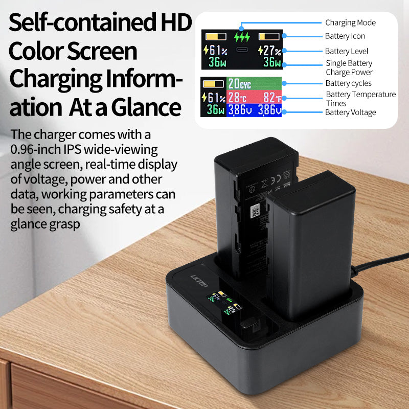LKTOP Replacement DJI WB37 Battery Charging Hub 72W USB-C Fast Charger Power Adapter for DJI WB37 Intelligent Battery, with Fast Charging/Discharging/Comfort Mode (Parallel Charge 2 Batteries: 80 min)