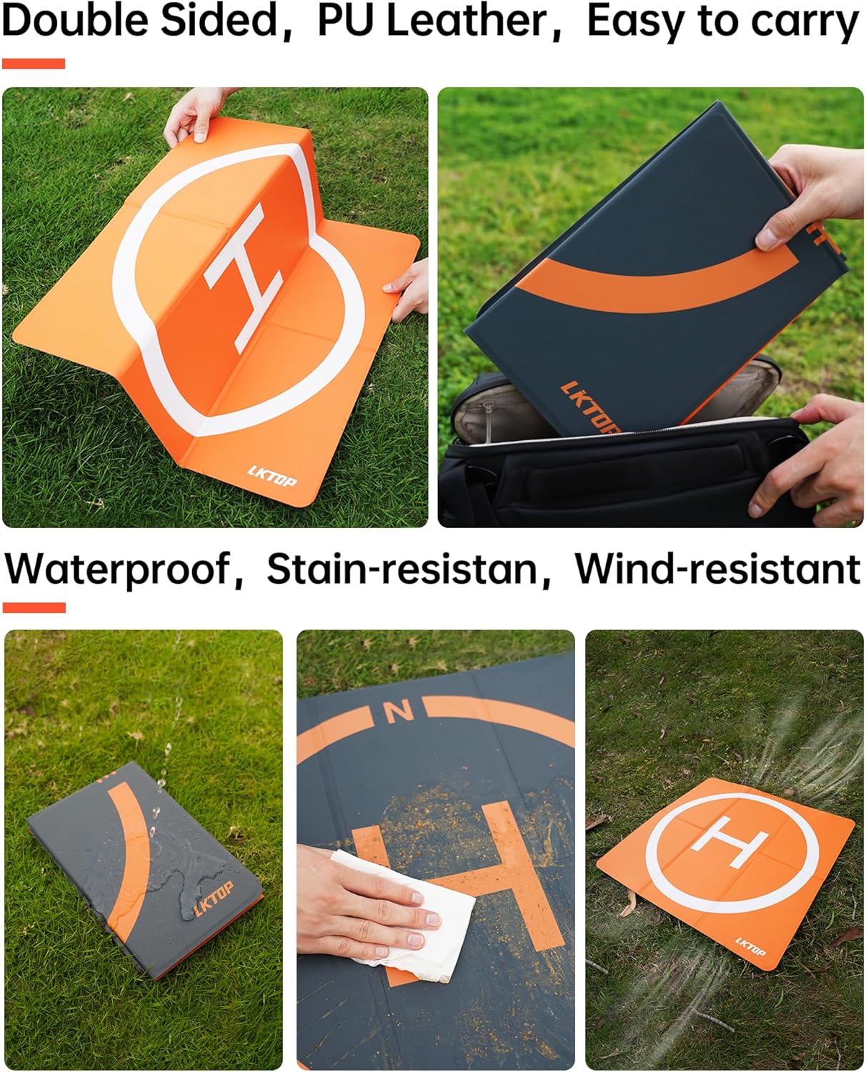 LKTOP Weighted Foldable Drone Landing Pad for DJI/Specta, Double-Sided Waterproof Helipad Large Landing Mat, Compatibility: DJI/Specta Mavic/Air/Mini/Neo/Flip/Avata/FPV Series Accessories (26 inch/65 cm)