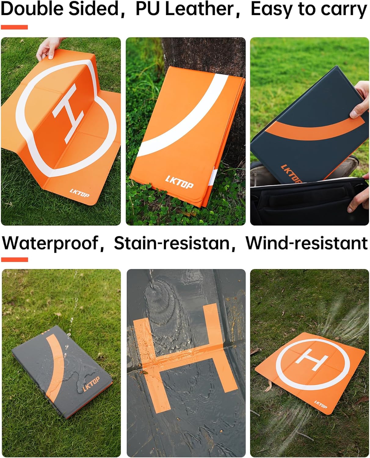 LKTOP Weighted Foldable Drone Landing Pad for DJI/Specta Drone, Double-Sided Waterproof Helipad Landing Mat, Compatibility: DJI/Specta Mavic/Air/Mini/Neo/Flip/Avata/FPV Series Accessories (20 inch/50 cm)