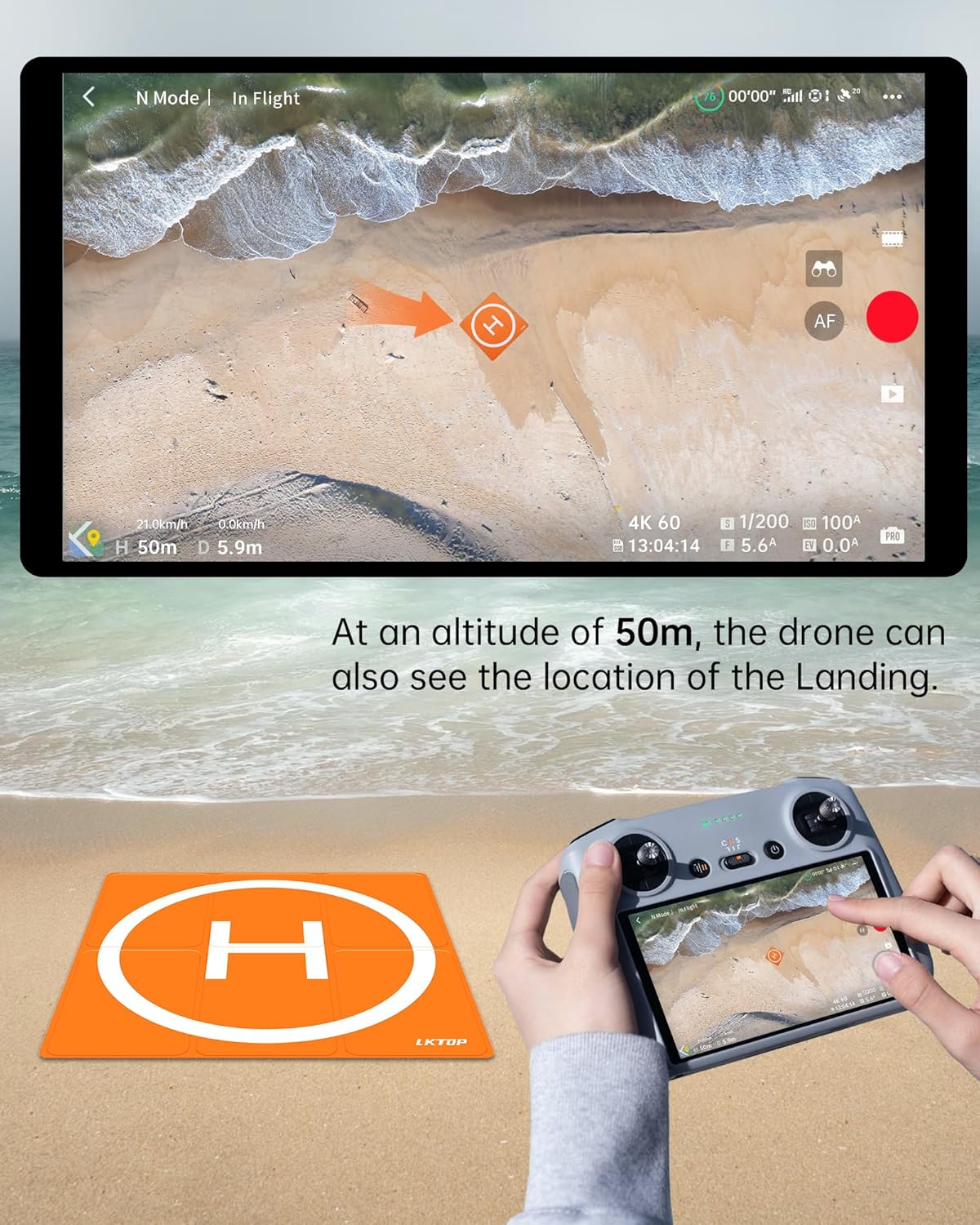 LKTOP Weighted Foldable Drone Landing Pad for DJI/Specta Drone, Double-Sided Waterproof Helipad Landing Mat, Compatibility: DJI/Specta Mavic/Air/Mini/Neo/Flip/Avata/FPV Series Accessories (20 inch/50 cm)