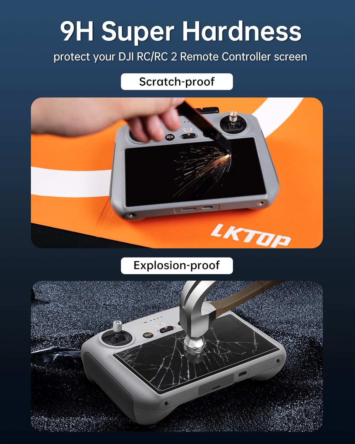 LKTOP 3 Pack Screen Protector for DJI RC/RC 2 Remote Controller, Mini 4 Tempered Glass Anti-Glare Film for DJI Mini 4 Pro, Mavic 3 Series, Air 3, Air 2S Drone