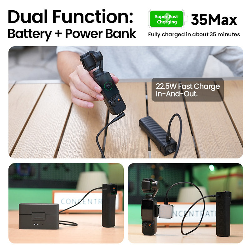 LKTOP Pocket 3 Battery Handle for DJI Osmo Pocket 3/Xtra Muse