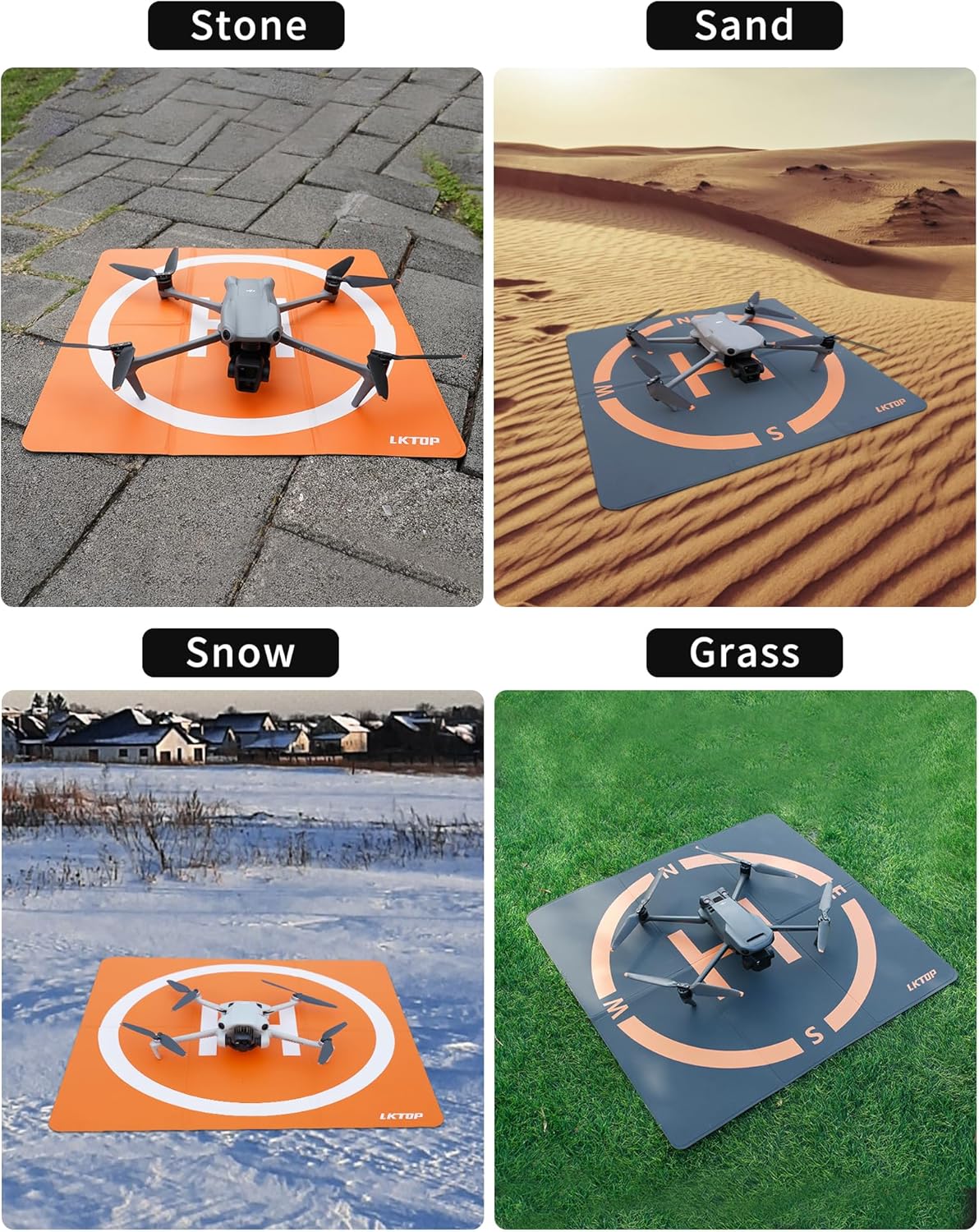 LKTOP Weighted Foldable Drone Landing Pad for DJI/Specta Drone, Double-Sided Waterproof Helipad Landing Mat, Compatibility: DJI/Specta Mavic/Air/Mini/Neo/Flip/Avata/FPV Series Accessories (20 inch/50 cm)