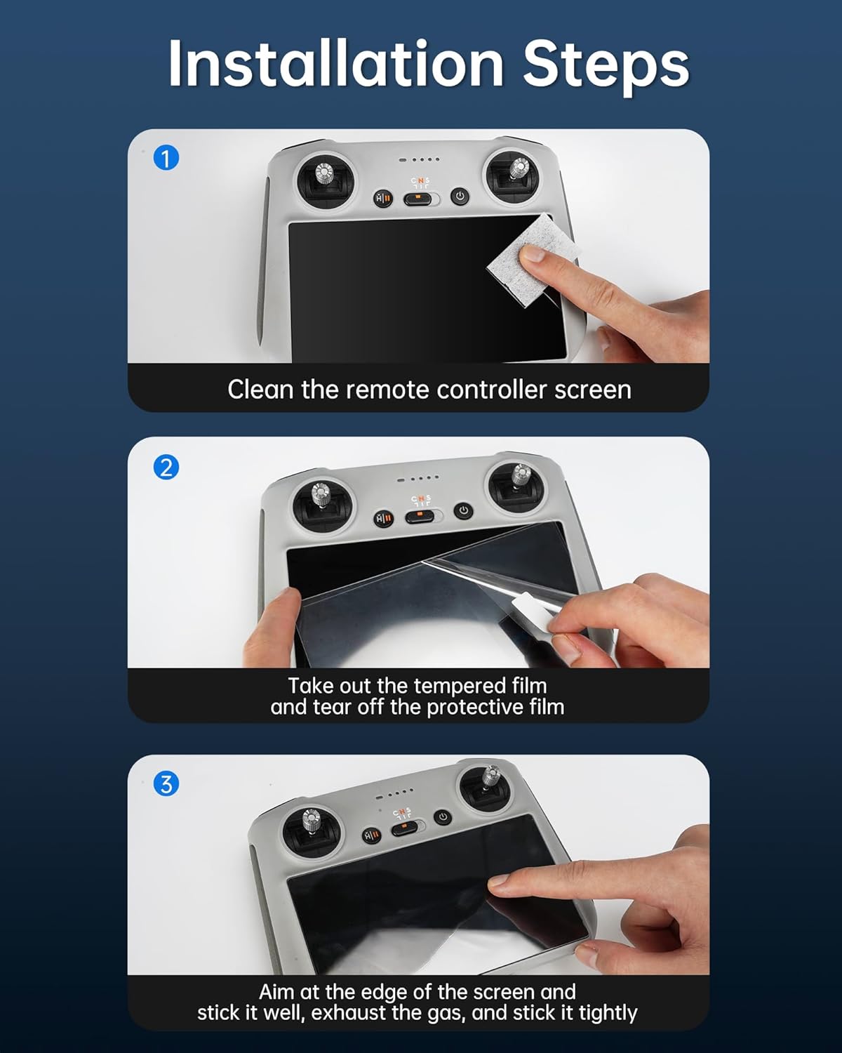 LKTOP 3 Pack Screen Protector for DJI RC/RC 2 Remote Controller, Mini 4 Tempered Glass Anti-Glare Film for DJI Mini 4 Pro, Mavic 3 Series, Air 3, Air 2S Drone