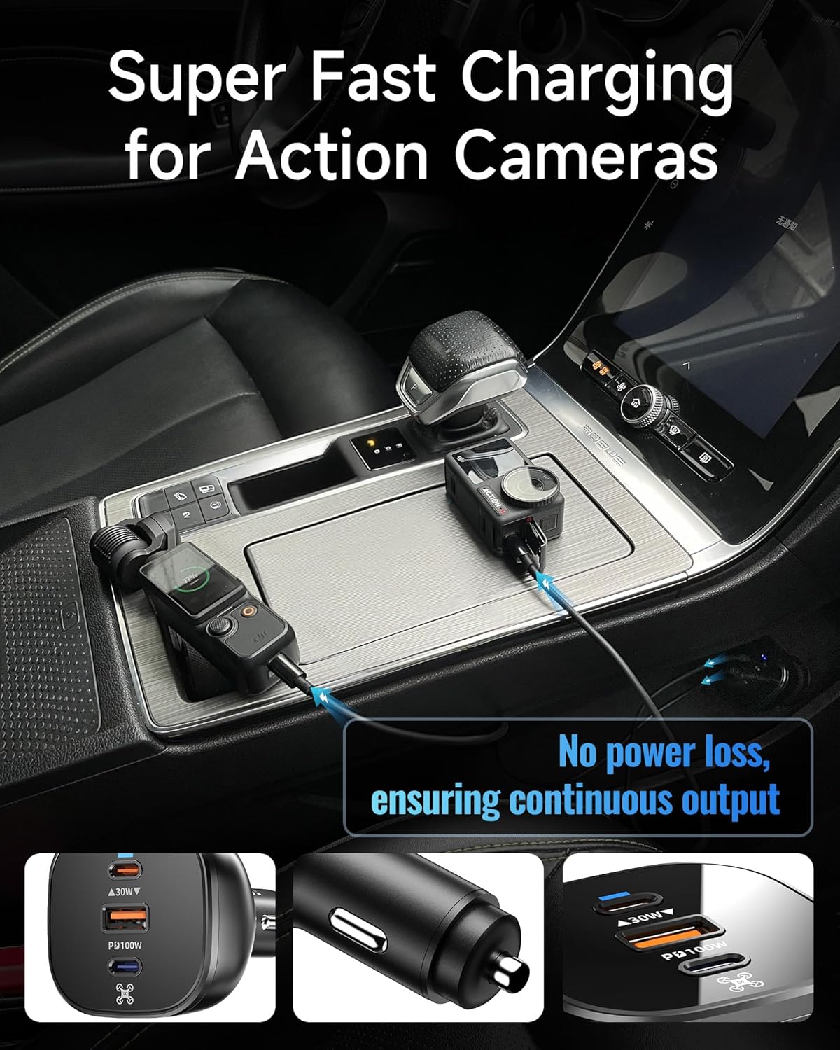 LKTOP 130W Drone Car Charger for DJI, 3-Port USB-C/USB-A Fast Charger, Battrey Power Adapter for DJI Mini/Air/Mavic 4 Pro/Mavic 3/Avata/Flip/Neo Series Drone, Charging Hub, Controller Accessories