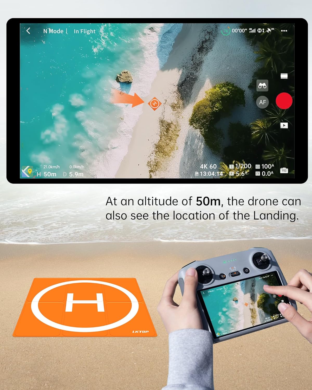 LKTOP Weighted Foldable Drone Landing Pad for DJI/Specta, Double-Sided Waterproof Helipad Large Landing Mat, Compatibility: DJI/Specta Mavic/Air/Mini/Neo/Flip/Avata/FPV Series Accessories (26 inch/65 cm)