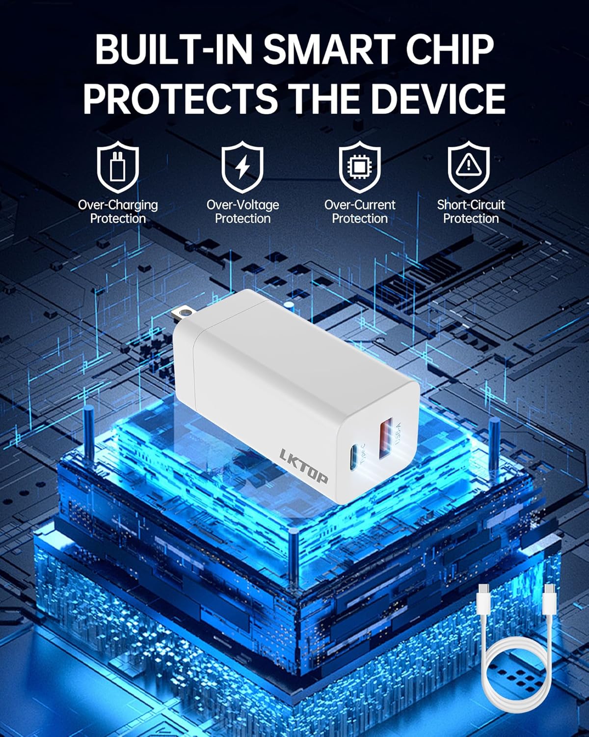 LKTOP 65W Portable Battery Charger for DJI/Specta Flip/Mini Series/Air 3/Air 3S/Mavic 3 Series/Avata 2/Mini 4K/Neo Drone, Controller, Osmo Pocket/2/3, Action 3/4/5 Pro, Goggles 2 (with C to C Cable)