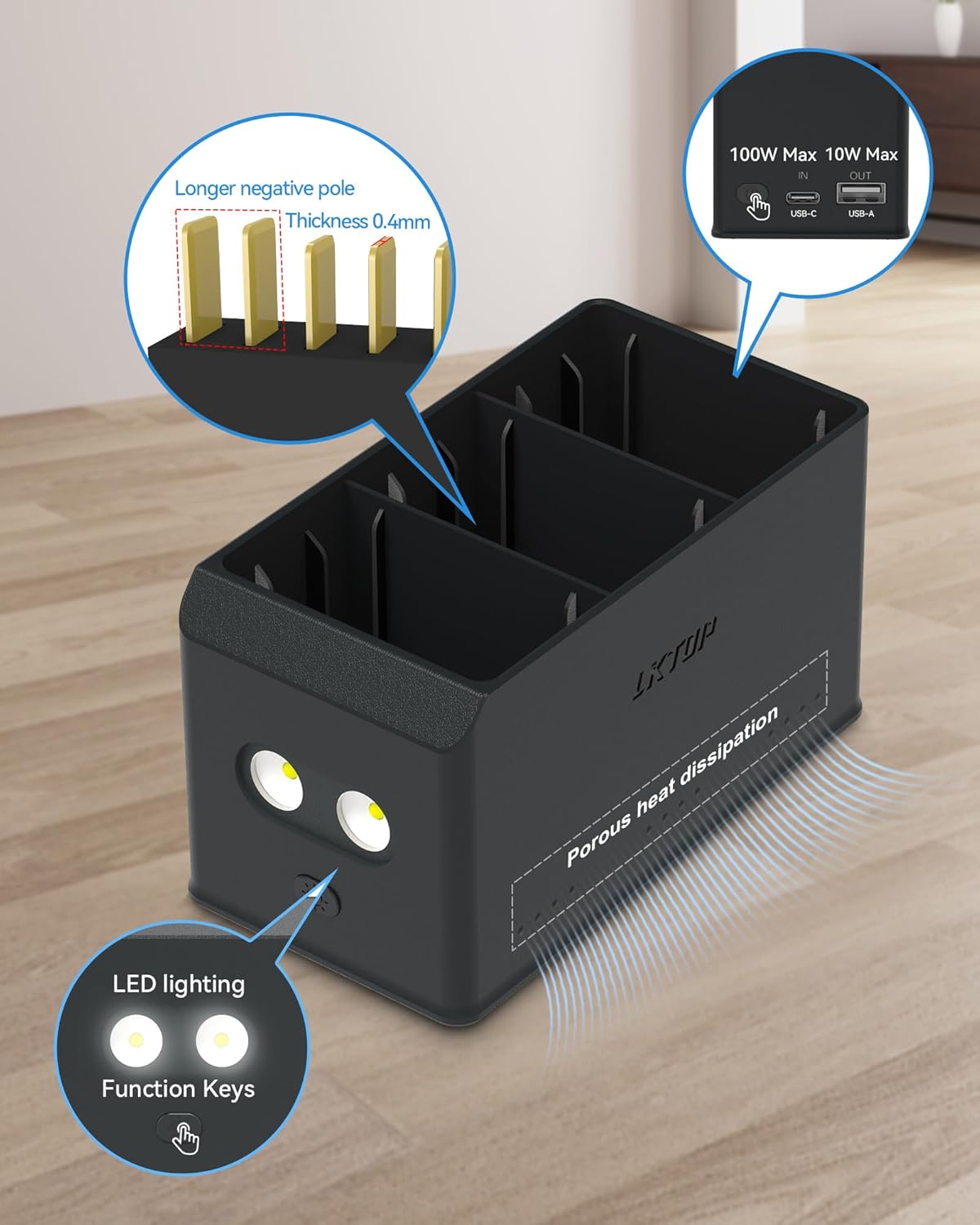 LKTOP 100W Fast Charging Hub for DJI Mini 5 Pro/Mini 4 Pro/Mini 3 Series