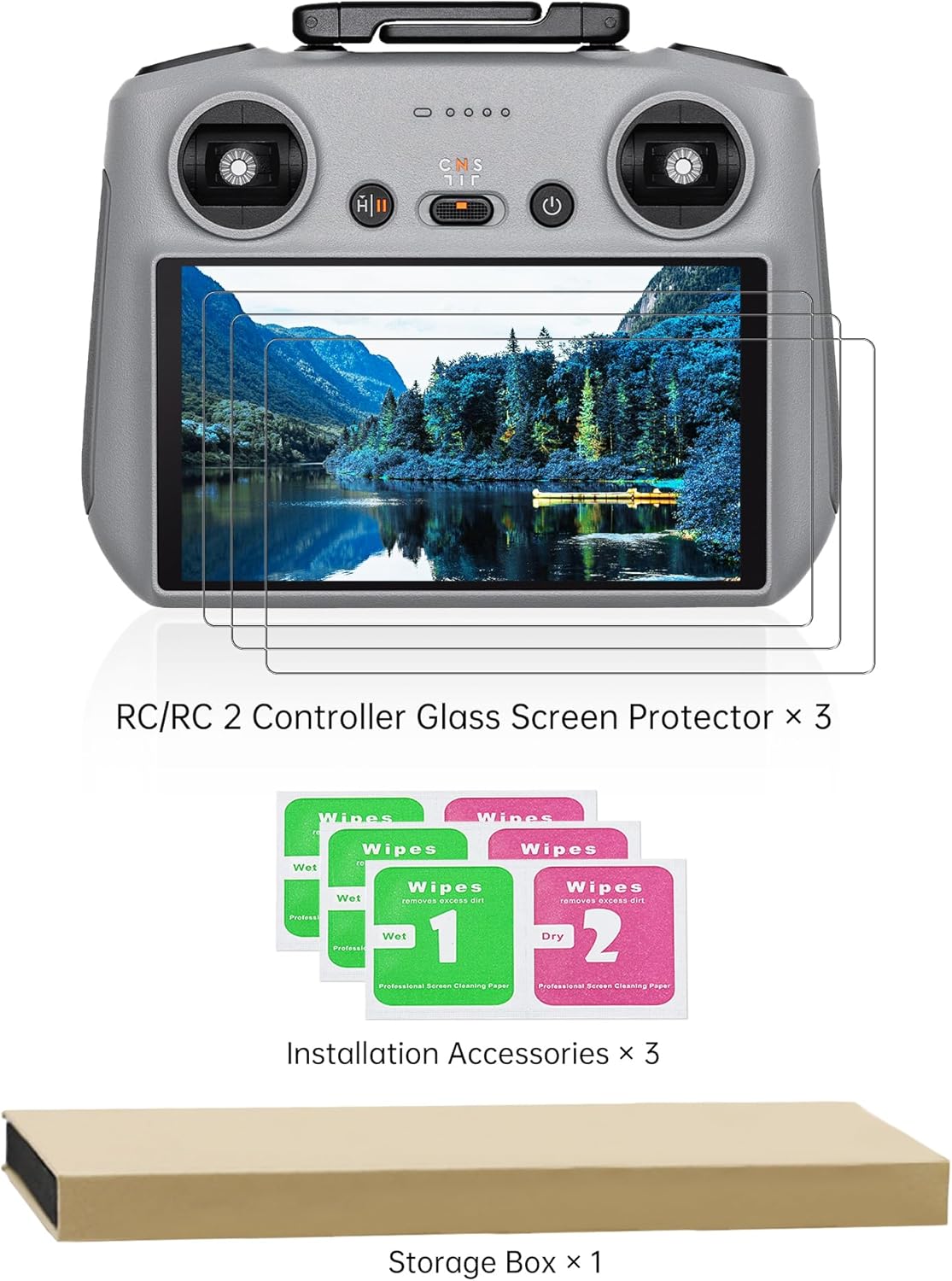 LKTOP 3 Pack Screen Protector for DJI RC/RC 2 Remote Controller, Mini 4 Tempered Glass Anti-Glare Film for DJI Mini 4 Pro, Mavic 3 Series, Air 3, Air 2S Drone