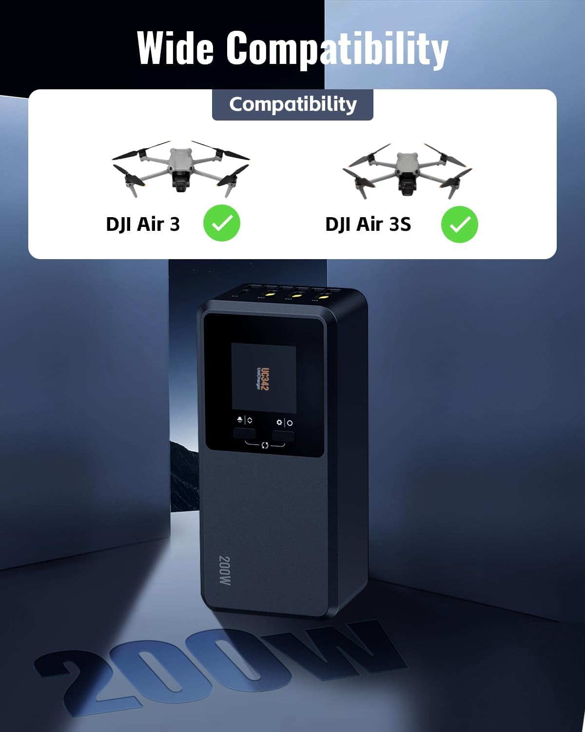 LKTOP 200W Smart Three-Way Charger for DJI Air 3 / Air 3S