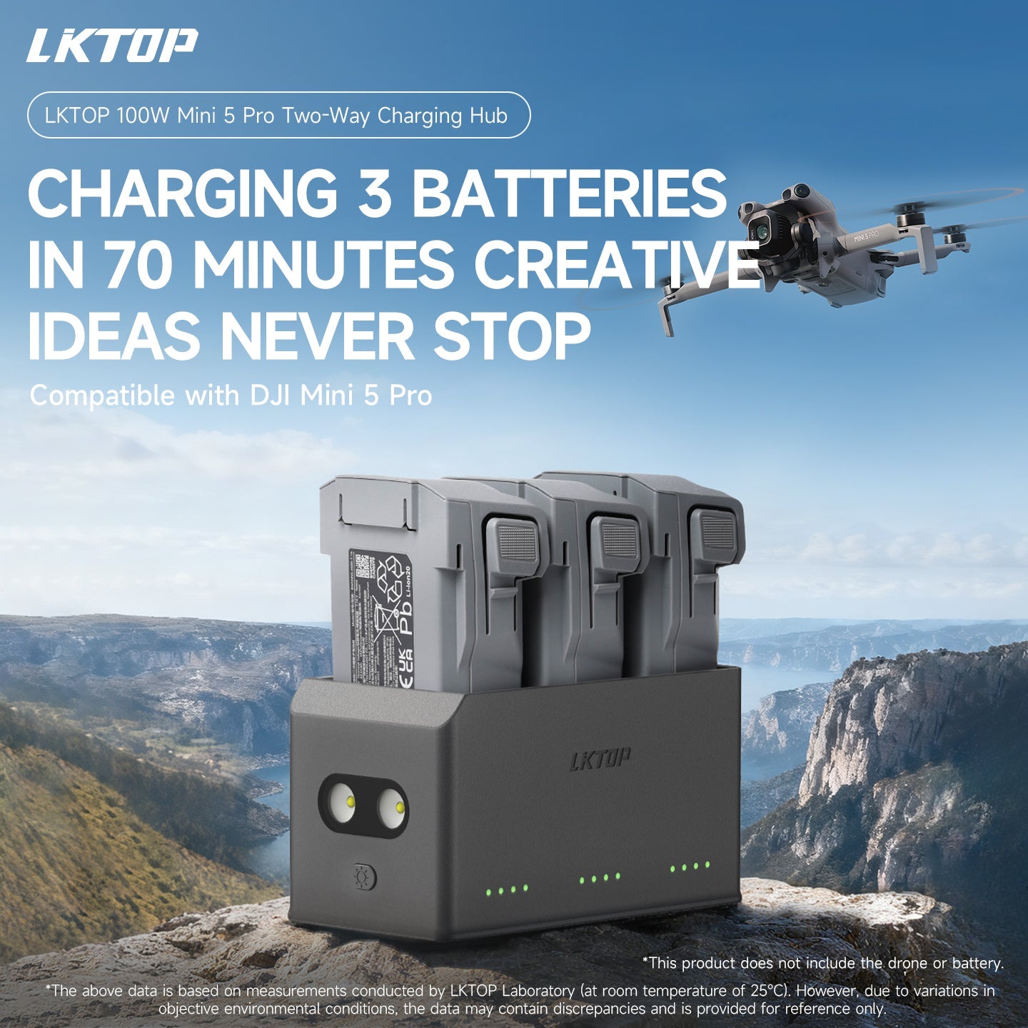 LKTOP 100W Fast Charging Hub for DJI Mini 5 Pro/Mini 4 Pro/Mini 3 Series