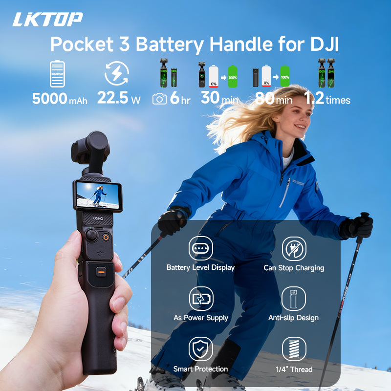 LKTOP Pocket 3 Battery Handle for DJI Osmo Pocket 3/Xtra Muse