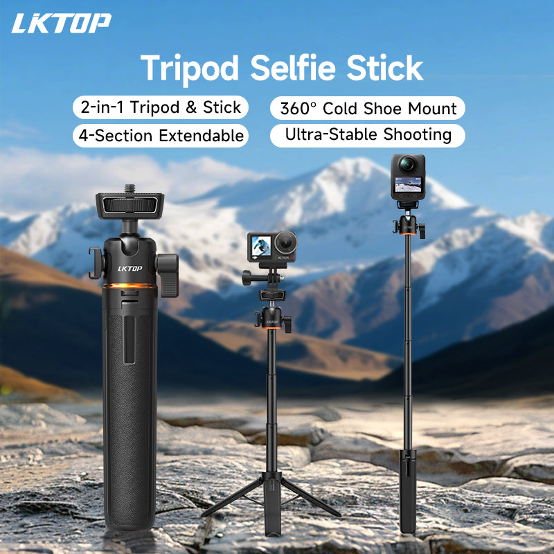 LKTOP Tripod Selfie Stick for DJI Osmo Pocket 3/Nano/360 & Action 5 Pro/6/4/3 & Insta 360 & Xtra Muse & GoPro Hero/Max