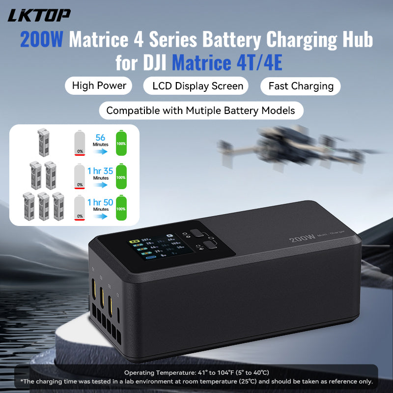 LKTOP 200W Smart Three-Way Charger for DJI Matrice 4T/4E