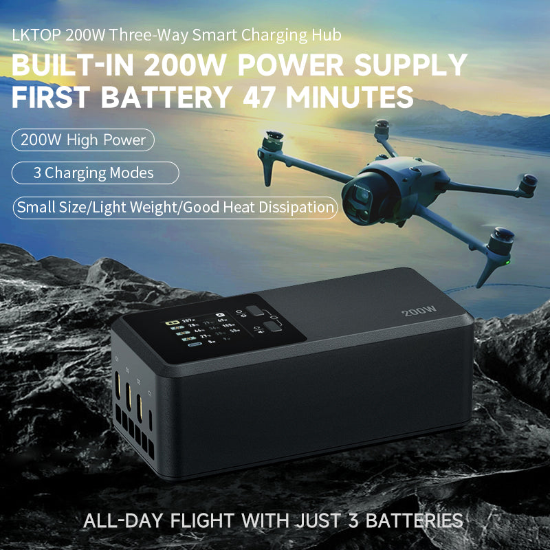 LKTOP 200W Mavic 4 Pro Battery Charging Hub for DJI Mavic 4 Pro
