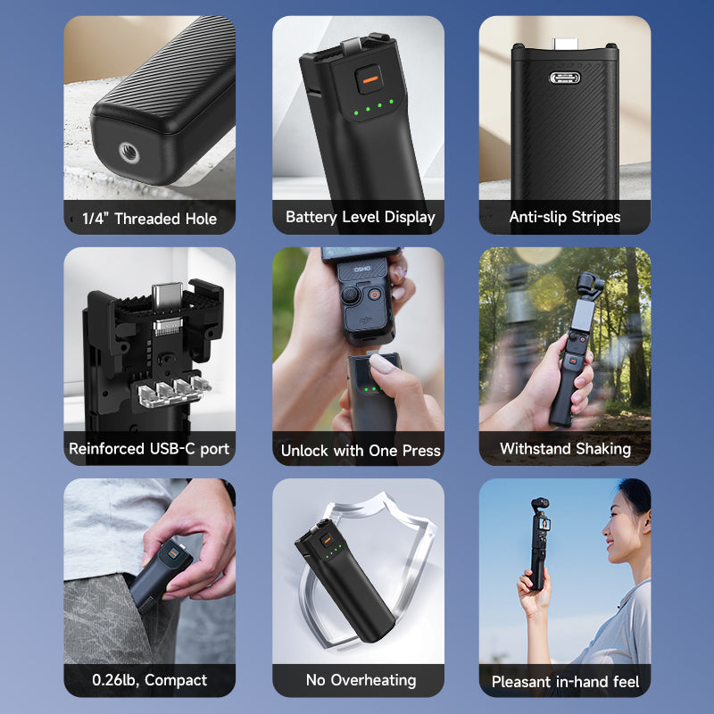 LKTOP Pocket 3 Battery Handle for DJI Osmo Pocket 3/Xtra Muse