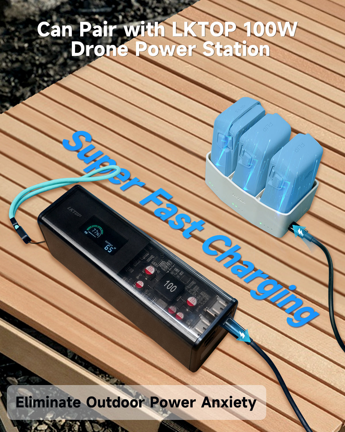 LKTOP 65W Flip Parallel Charging Hub Kit for DJI Flip Drone