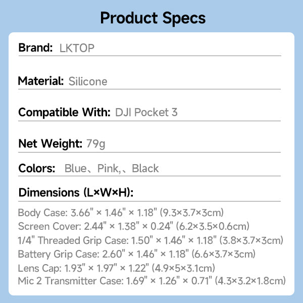 LKTOP Silicone Protective Case for DJI Osmo Pocket 3 & Xtra Muse
