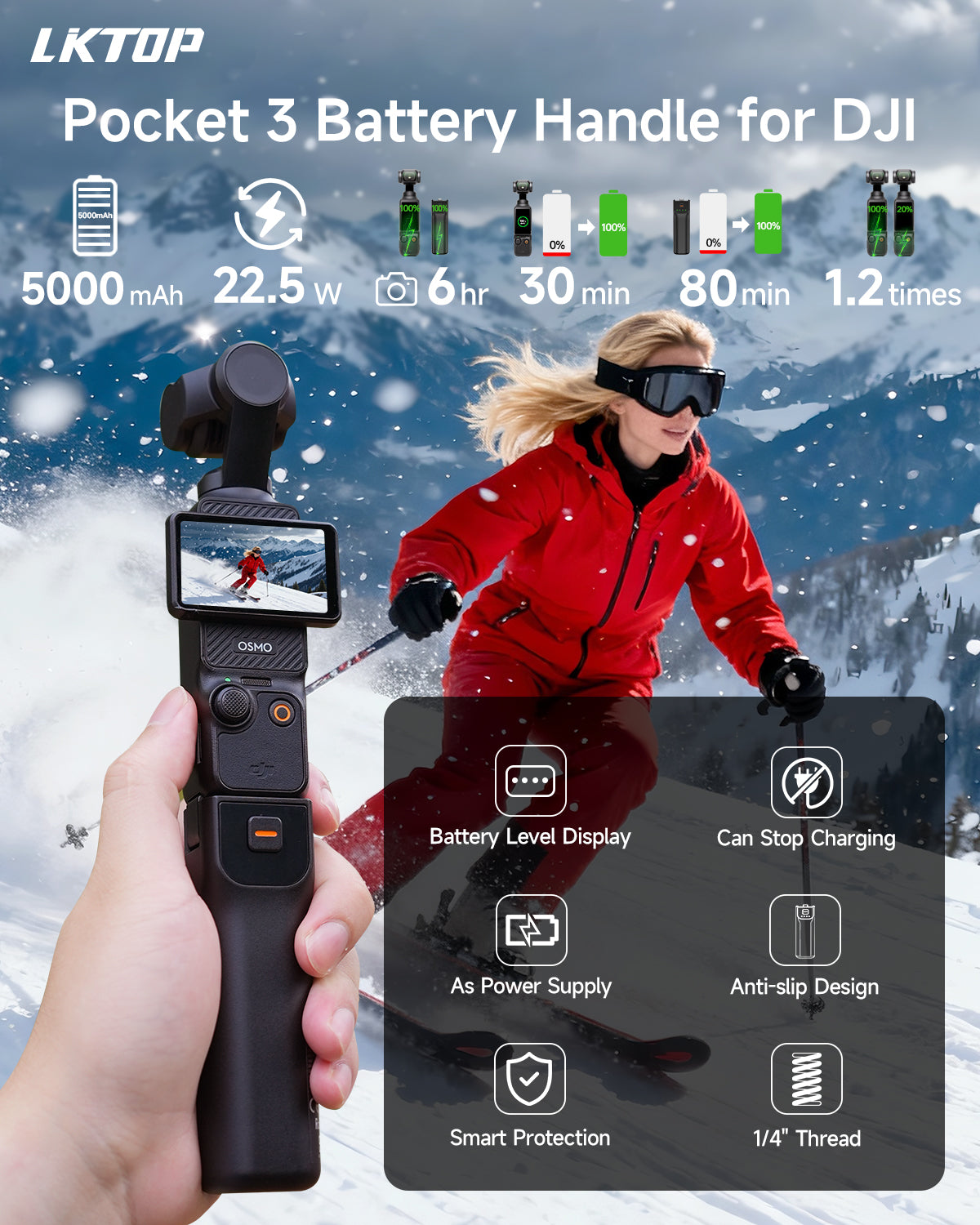 LKTOP Pocket 3 Magnetic Fill Light for DJI Osmo Pocket 3