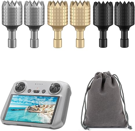 LKTOP 3 Pairs RC/RC2 Remote Controller Joysticks (Gray, Gold, Black), Mini 3/Mini 3 Pro/Mini 4 Pro/Air 3/Air 2S/Mavic 4 Pro/Mavic 3/Mavic 3 Pro/Mavic 3 Classic Remote Controller Sticks Rocker Replacement Accessories
