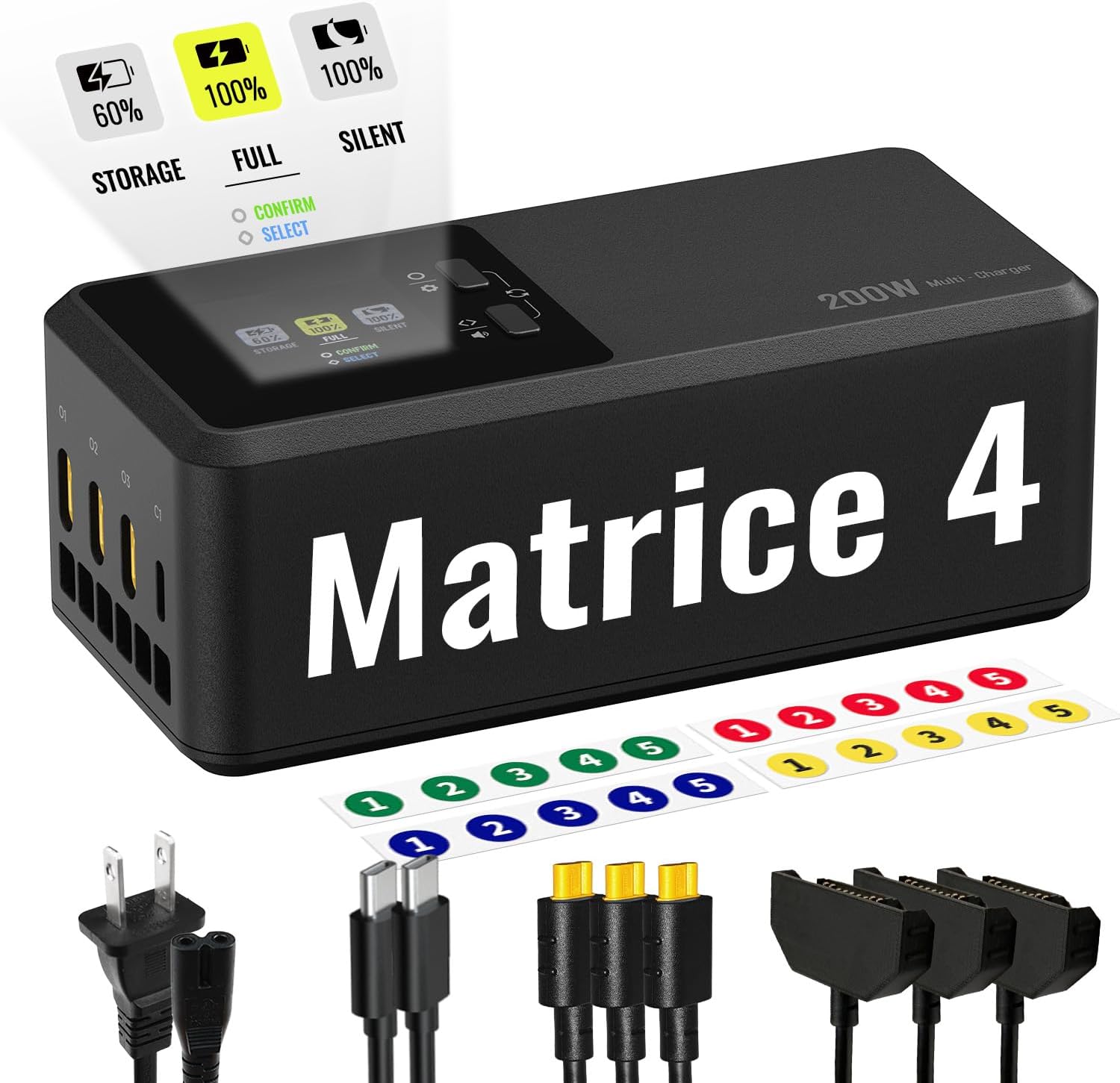 LKTOP 200W Smart Three-Way Charger for DJI Matrice 4T/4E