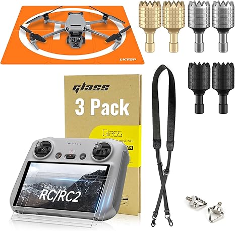 LKTOP 3 Pairs RC/RC2 Remote Controller Joysticks (Gray, Gold, Black), Mini 3/Mini 3 Pro/Mini 4 Pro/Air 3/Air 2S/Mavic 4 Pro/Mavic 3/Mavic 3 Pro/Mavic 3 Classic Remote Controller Sticks Rocker Replacement Accessories