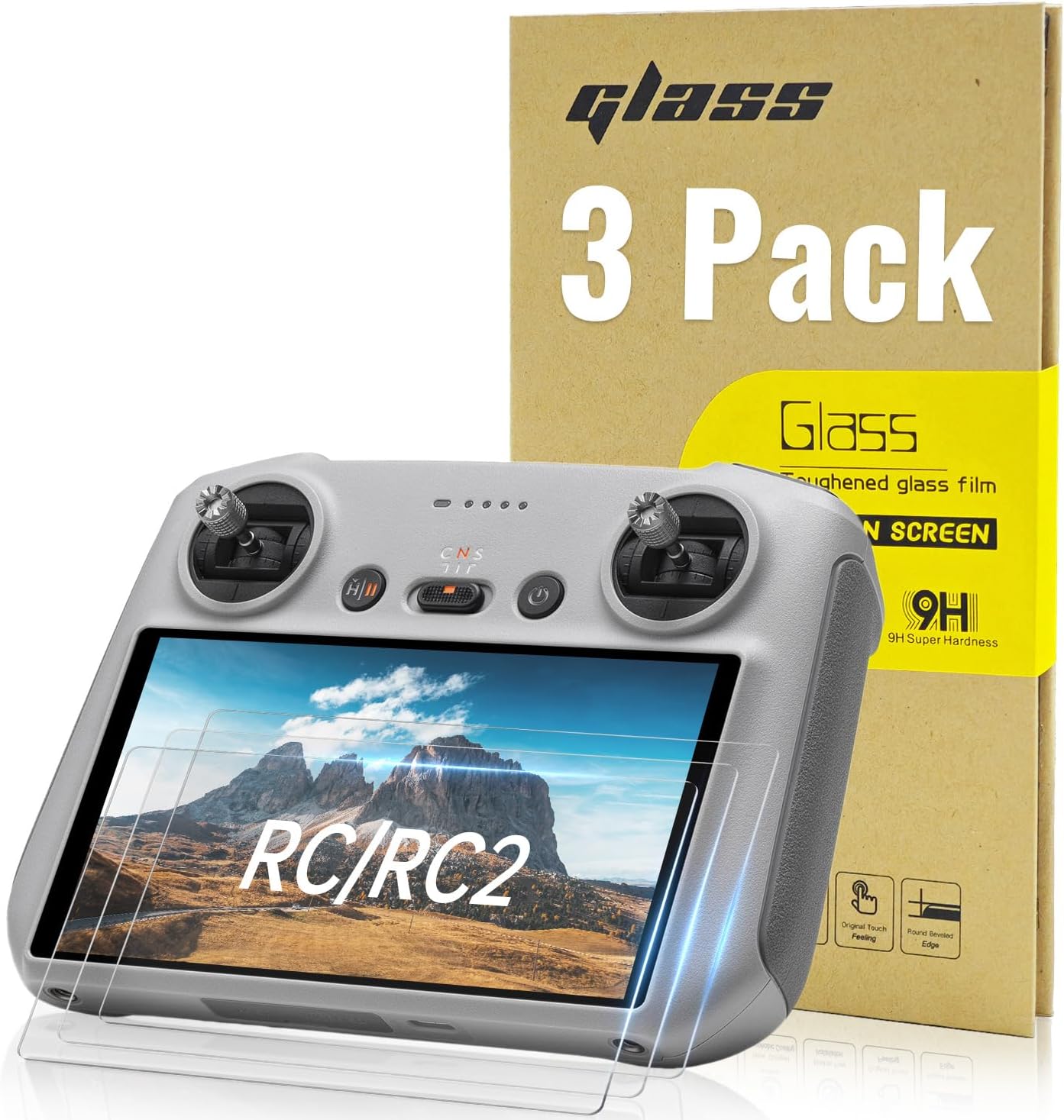 LKTOP 3 Pack Screen Protector for DJI RC/RC 2 Remote Controller, Mini 4 Tempered Glass Anti-Glare Film for DJI Mini 4 Pro, Mavic 3 Series, Air 3, Air 2S Drone